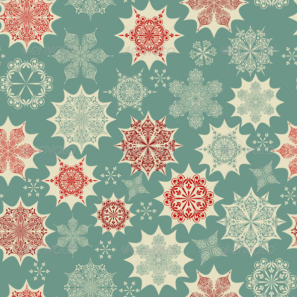 Vector Seamless Winter Pattern with Snowflakes
