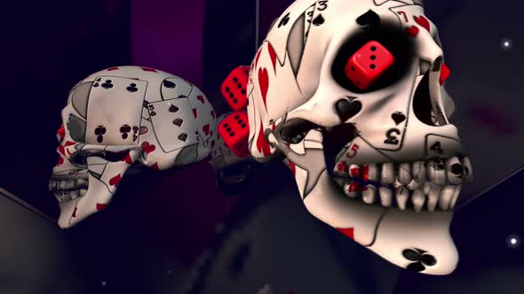  4K Poker Skull with dices