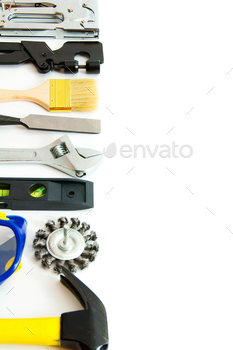Many working tools - hammer, ruler, spanner and others on white background. / Photodune, Misc