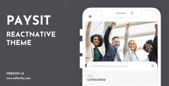 PaySit React Native Job Theme/Template