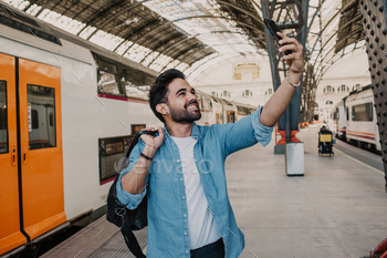 Happy Traveler male discover a big europe city, travel and active lifestyle concept. / Photodune, Misc