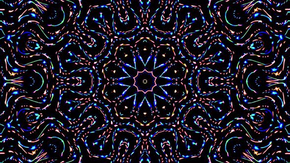 Bright abstract light governing full color, kaleidoscope, black background