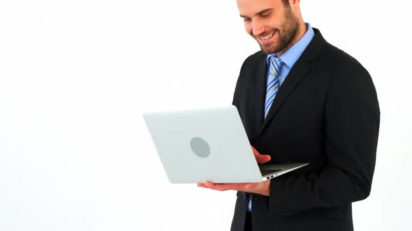 Businessman using laptop