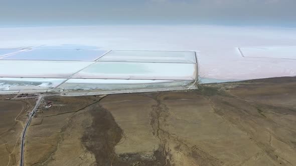 Aerial Salt Production Facilities and Saline Evaporation Pond Fields in the White Salty Lake