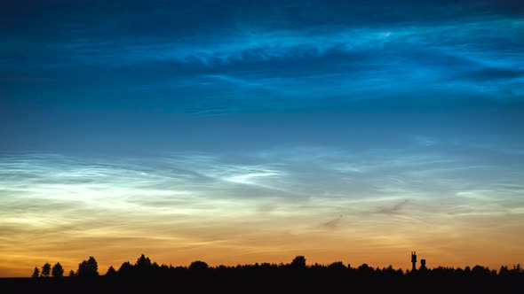 Noctilucent clouds timelapse, 4k timelapse of mystic clouds at summer night