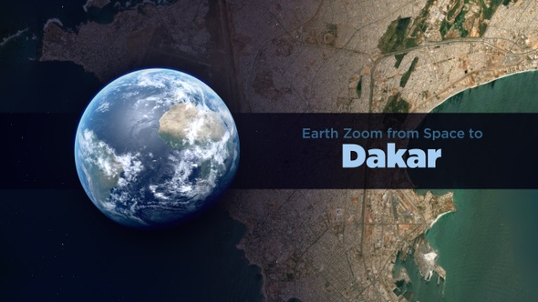 Dakar (Senegal) Earth Zoom to the City from Space