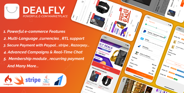 Dealfly - E-commerce & multi-vendors marketplace,Offers, Subscription system - iOS & Android - v2.2