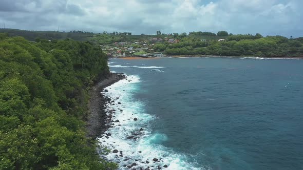 Tropical island drone coast view (Martinique, Marigot)