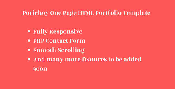 Porichoy - One Page Responsive HTML Personal Portfolio Template With PHP Contact Form
