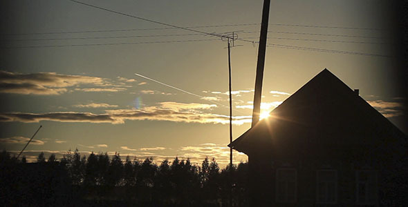 Village House At Sunset Timelapse