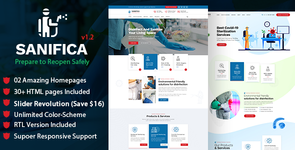 Sanifica: Sanitizing and Disinfection Services HTML Template