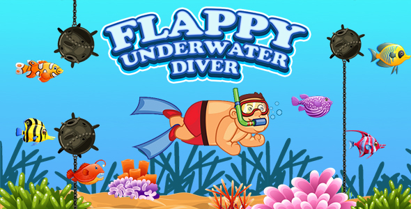Flappy Underwater Diver Game (Construct 3 | C3P | HTML5) Endless Diving Game
