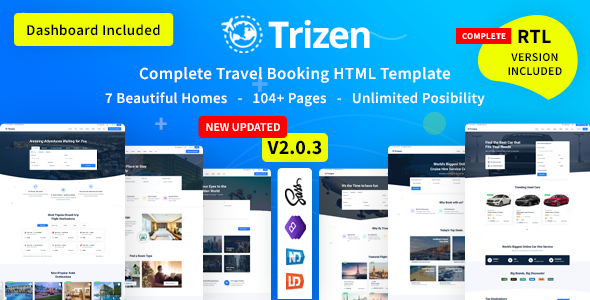 Trizen - Travel Hotel Booking HTML5 Template with Dashboard