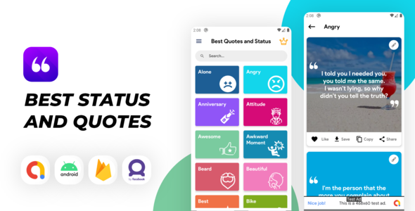 Best Status and Quotes app with Quotes maker , Facebook and Admob ads