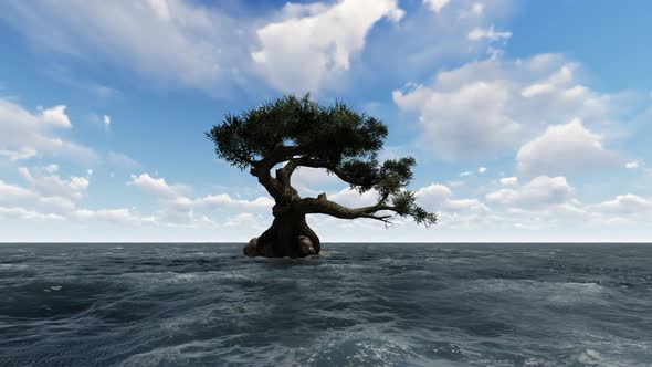 Trees grow in the middle of the sea