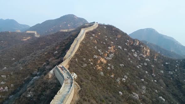 Aerial View of Great Wall of China.