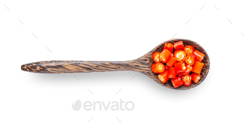 chili pepper in wood spoon isolated on white background / Photodune, Misc