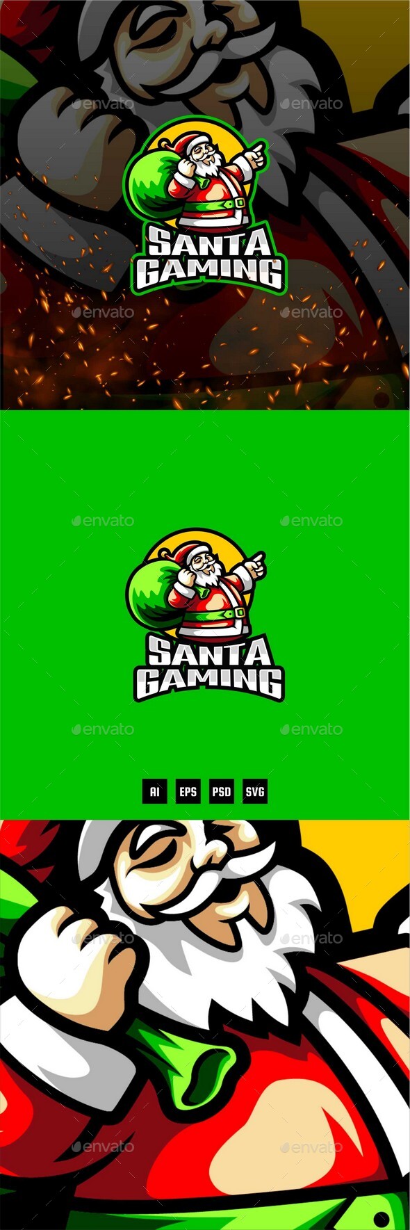 Santa Gaming E-Sport and Sport Logo Template