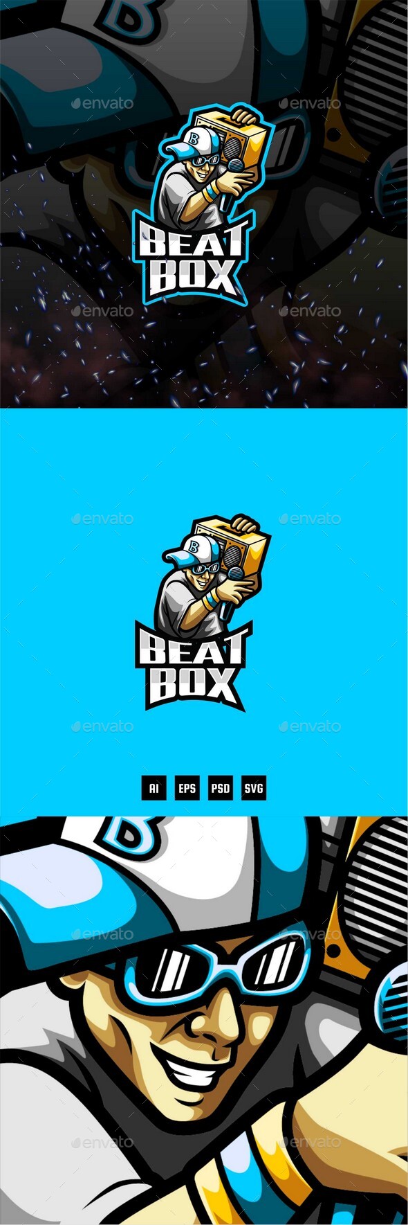 Beat Box E-Sport and Sport Logo Template
