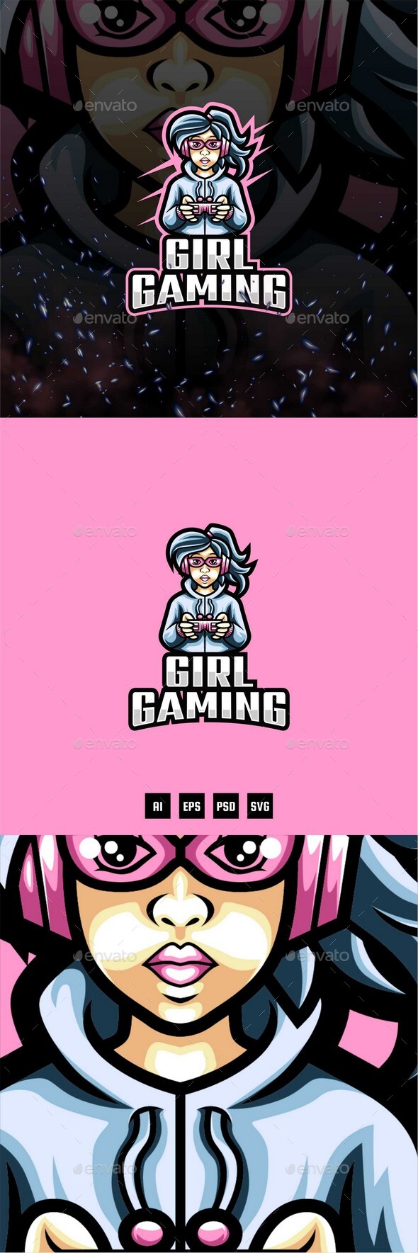 Girl Gaming E-Sport and Sport Logo Template