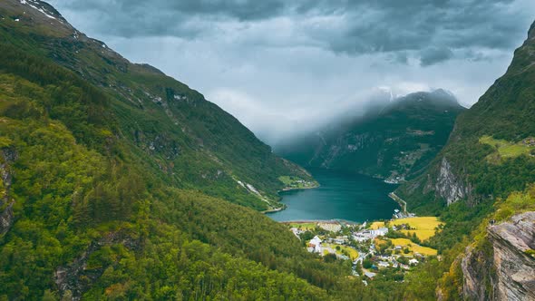 Geirangerfjord Norway  Geiranger In Geirangerfjorden In Sunny Summer Day