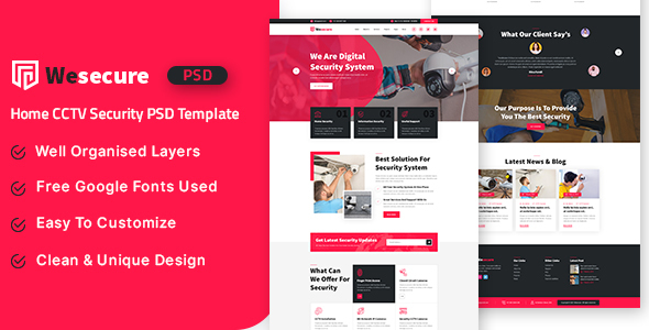 Wesecure - Home CCTV Security PSD Template