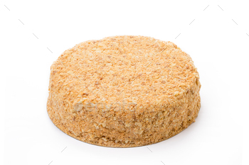One caramel cake isolated on white background / Photodune, Misc