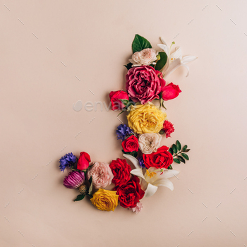 kground. Flower font. Summer creative concept. Top view. Flat lay