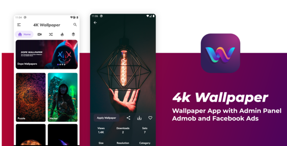 4K Wallpaper App with Admin Panel and Admob, Facebook Ads