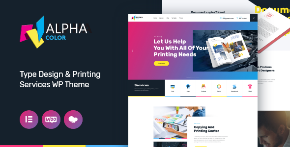 AlphaColor | Type Design & Printing Services WordPress Theme + Elementor