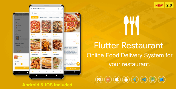 Flutter Restaurant ( Online Food Delivery System For iOS and Android ) 2.0