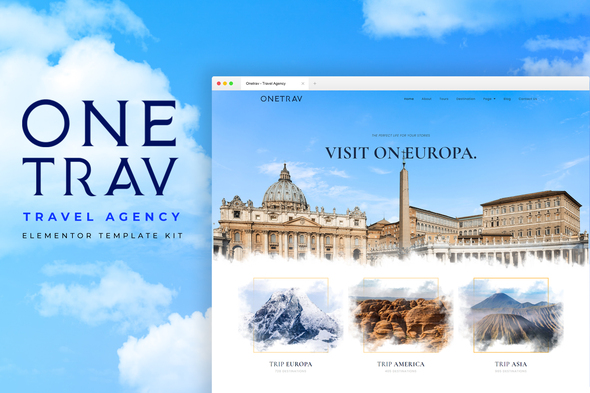 Onetrav - Travel Agency Elementor Template Kit
