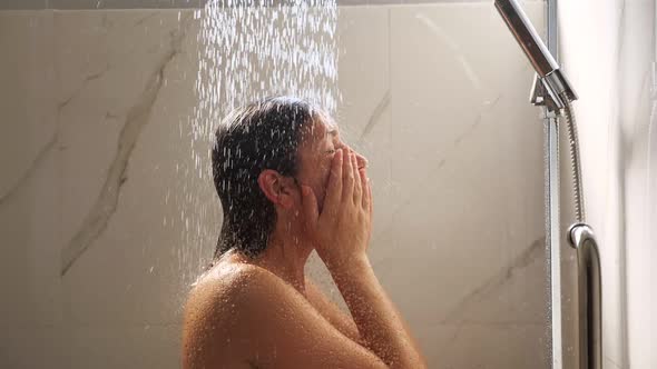 Woman Taking a Shower in Slow Motion