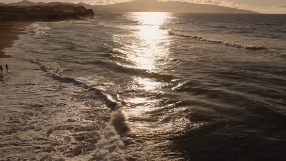 Waves Atlantic Ocean Breaking Onto Beach