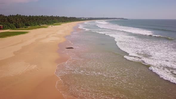 Aerial top view ocean waves. Bird's eye view of ocean waves, Sri Lanka