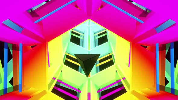 Vj Loop Pyramid Flight Through Rainbow Hexagonal Tunnel 4K ProRes