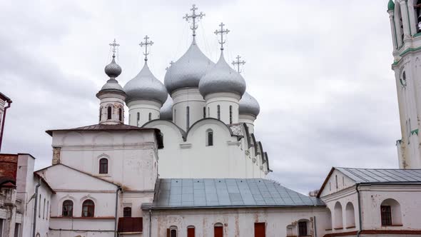 Inside of Vologda kremlin, Saint Sophia Cathedral and belfry, Vologda, Russia