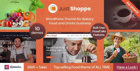 Justshoppe - Motyw WordPress dla Piekarni Elementor Cake Bakery