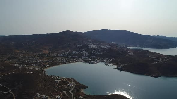 Koubara village on the island of Ios seen from the sky