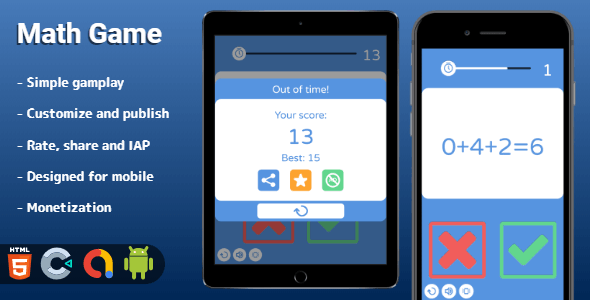 Math Game - HTML5 Game (Construct 3)