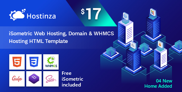 Hostinza - izometryczny hosting, domena i szablon hostingowy HTML-WHMCS