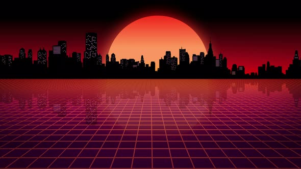 Retro Futuristic City Background