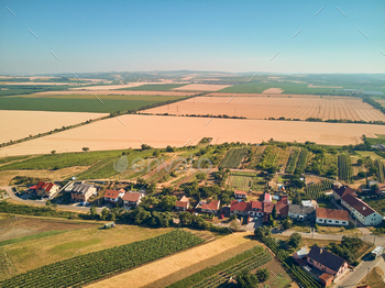 Aerial view of fields and houses, Czech Republic / Photodune, Misc