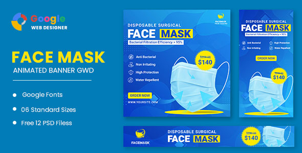 Face Mask Animated Banner Google Web Designer