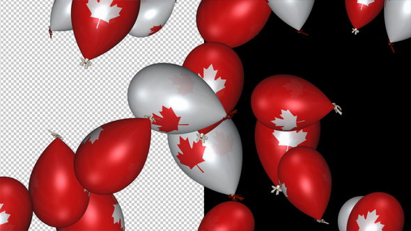 Canada Flag Balloons - White and Red - Flying Transition alt