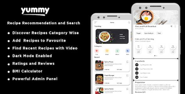 Yummy - Food Recipe Native Android App With Admin Panel