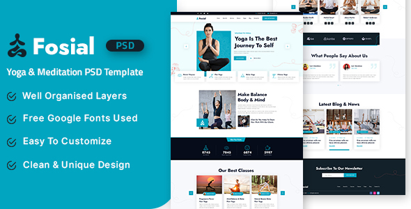 Fosial – Yoga & Meditation PSD Template – 0 Sold!