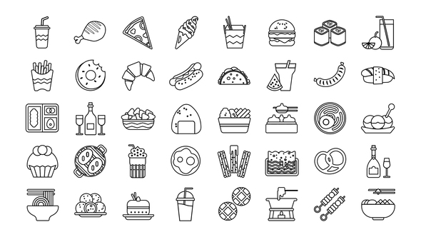 Food & Drinks Line Icons