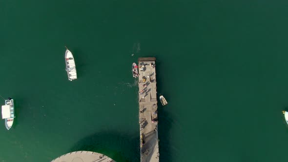 Top down view Of Los Muertos Pier, Puerto Vallarta, Jalisco, Mexico - drone shot
