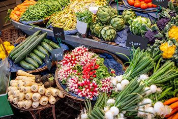 Vegetables and friuts at the market place / Photodune, Misc